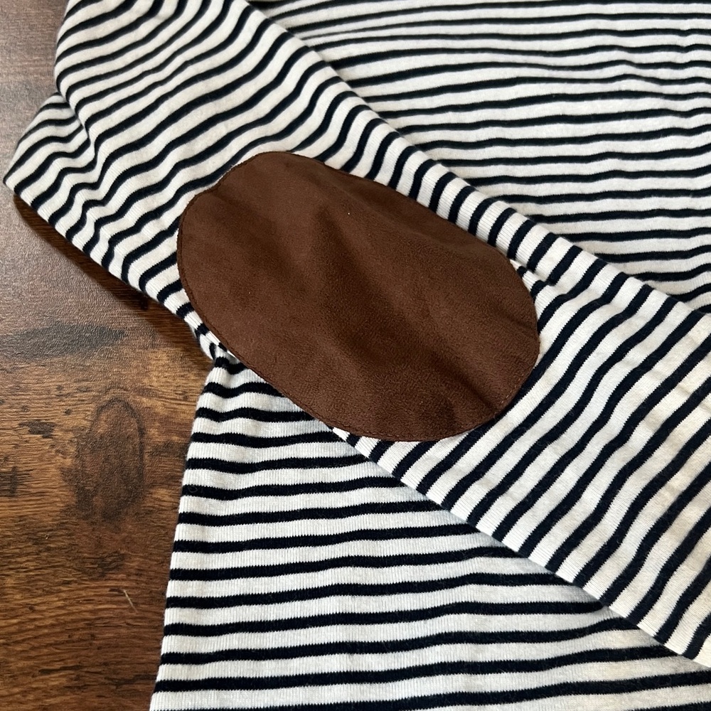 Lauren Ralph Lauren Navy Striped Long Sleeve with Brown Patches - Picture 4 of 9